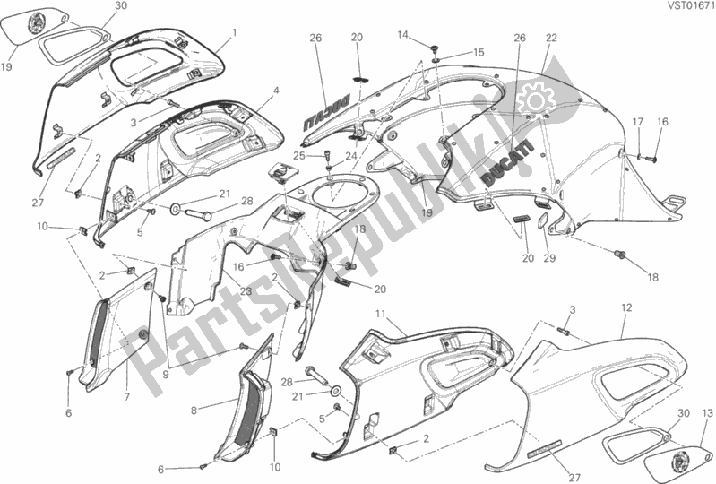 Toutes les pièces pour le Couvertures, Réservoir du Ducati Diavel Diesel 1200 2017